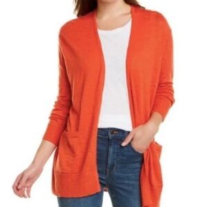 MADEWELL Bradley Orange Long Sleeve Pocket Grandpa Cardigan Sweater